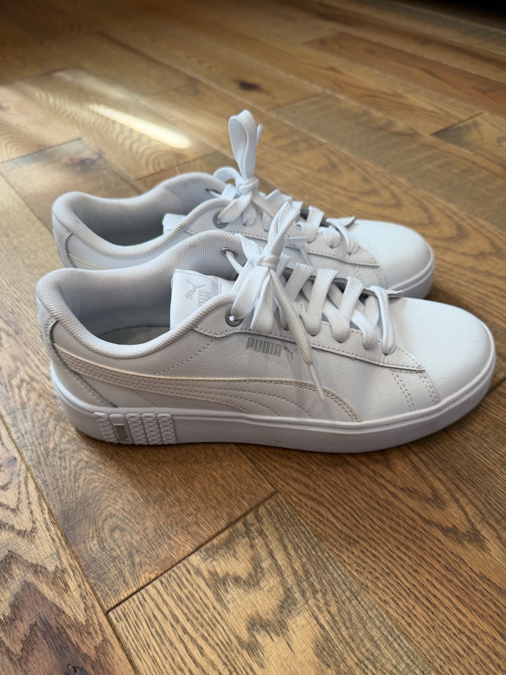Puma Smash Platform v2 Leather Sneakers White Low Top Womens 9